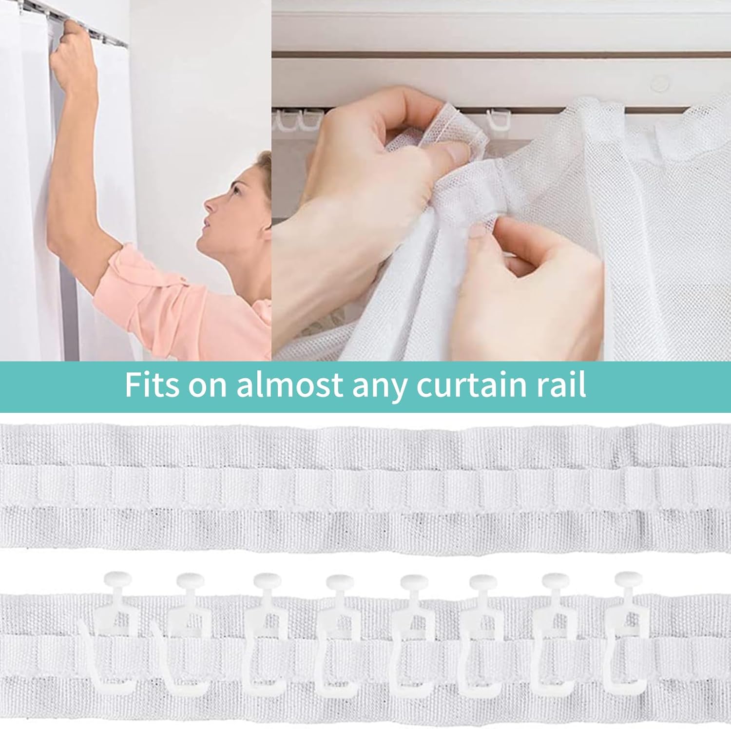 Gardinskenegliders med låsbar krok – 50/100-pack (10 mm)