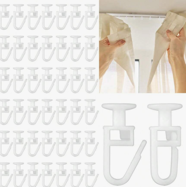 Gardinskenegliders med låsbar krok – 50/100-pack (10 mm)