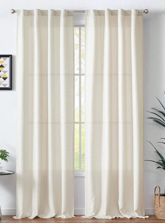 Skir gardin – linnekänsla Ljusgråvit