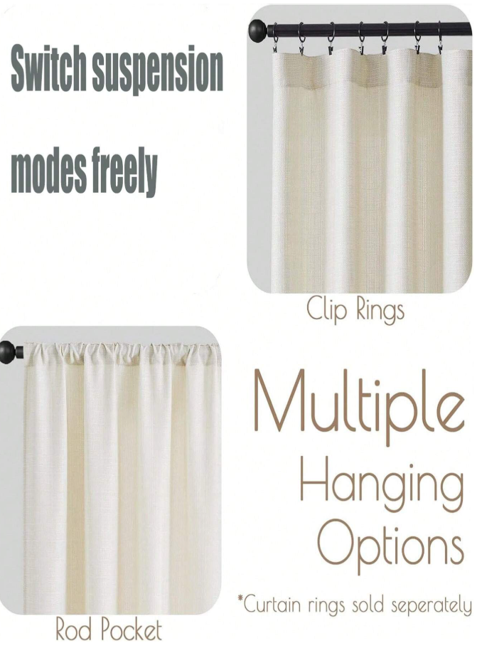 Skir gardin – linnekänsla Ljusgråvit