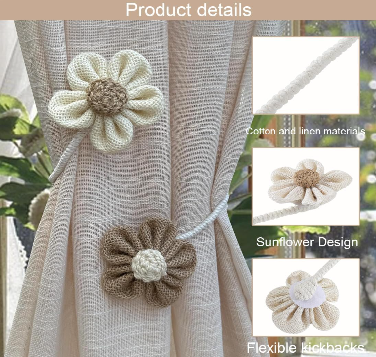 Blomformat gardinomtag – twist/utan borrning