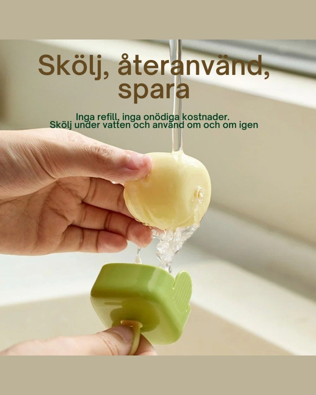 Skölj noppborttagaren under vatten och använd igen – hållbart och ekonomiskt.