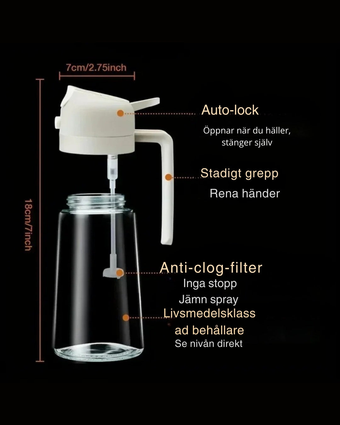 Dubbel-atomisering för extra fin spray