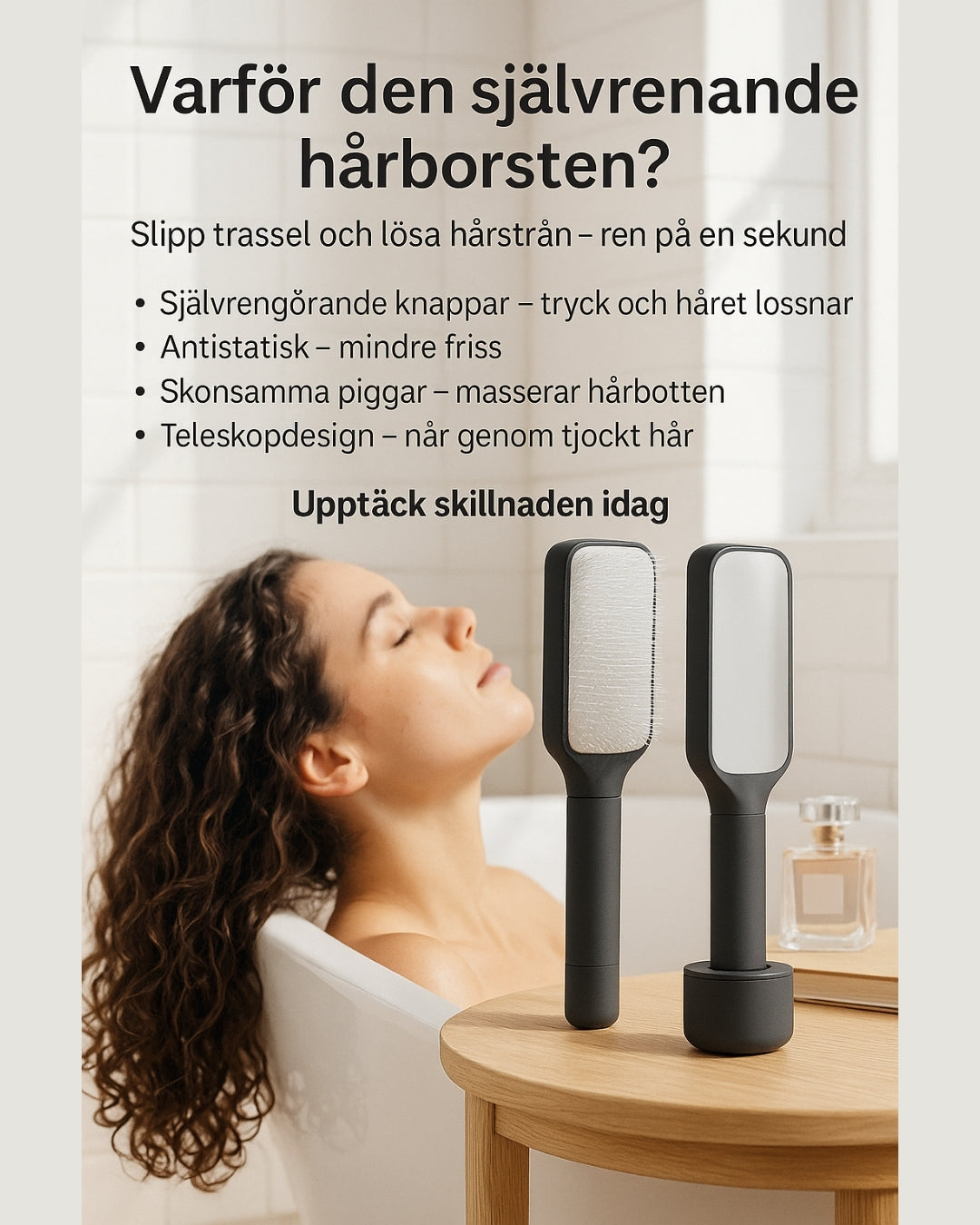 Varför välja denna borste: mindre friss, ren på ett tryck, skonsam massage